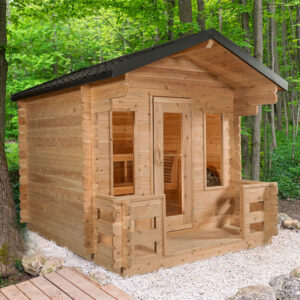 Canadian Timber Georgian Cabin Sauna with Porch