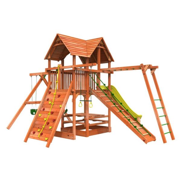 Woodplay Playhouse XL 6' Combo 3 Cedar Wood Swing Set / Playset