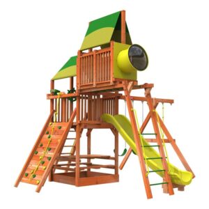 Woodplay Playhouse 6' Combo 4 Cedar Wood Swing Set / Playset