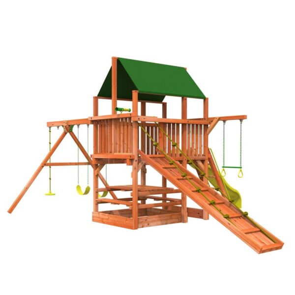 Woodplay Playhouse XL 5' Combo 2 Cedar Wood Swing Set / Playset