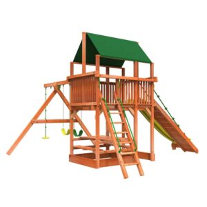 Woodplay Playhouse XL 6' Combo 2 Cedar Wood Swing Set / Playset