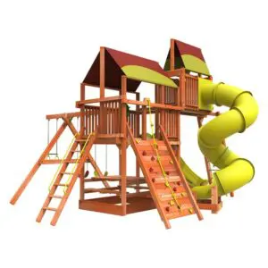 Woodplay Playhouse XL 6' Combo 5 Cedar Wood Swing Set / Playset