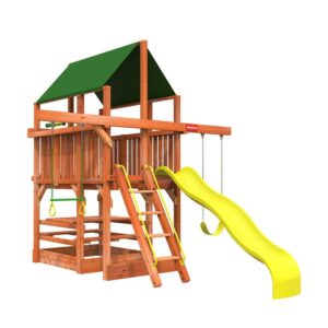 Woodplay Playhouse 5' XL Combo 1 Cedar Wood Swing Set / Playset